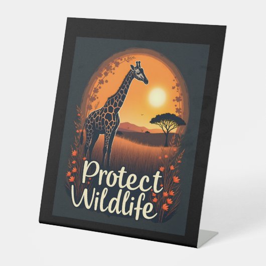 Giraffe der Spitzengruppe der Savanna Sockelschild (Vorderseite)