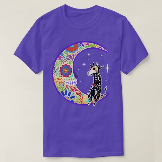 Giraffe Dia de Los Muertos Skeleton T-Shirt (Design vorne)
