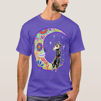 Giraffe Dia de Los Muertos Skeleton  T-Shirt