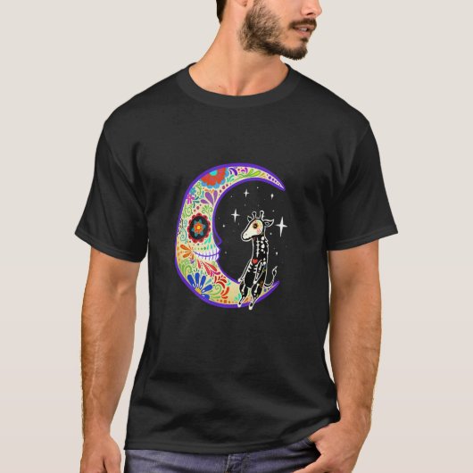 Giraffe Dia De Los Muertos Skeleton T-Shirt (Vorderseite)