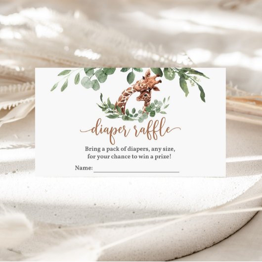 Giraffe Diaper Raffle Babydusche Umschließkarte Begleitkarte