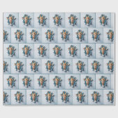 Giraffe, die aus einem Papierloch entsteht Geschenkpapier (Flach)