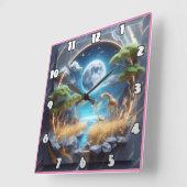 Giraffe, die unter Mondlicht in Afrika wandert Quadratische Wanduhr (Winkel)