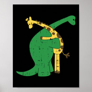 Giraffe Dinosaur Hug Liebe Dino Animals Safari Hal Poster