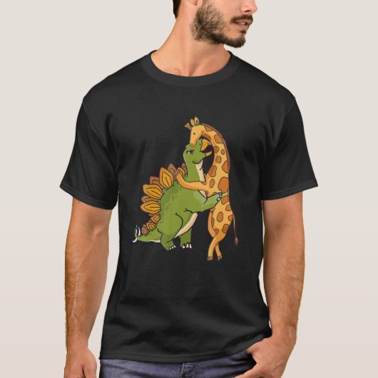 Giraffe Dinosaur Hug Liebe Dino Animals Safari Hal T-Shirt (Vorderseite)