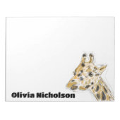 Giraffe Doodle Art Personalisiert Stationierung Notizblock (Vorderseite)