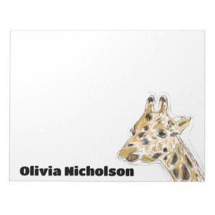 Giraffe-Doodle-Kunst personalisierte Schreibwaren Notizblock