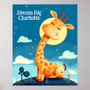 Giraffe Dreaming   Animal Kinderzimmer Art Poster