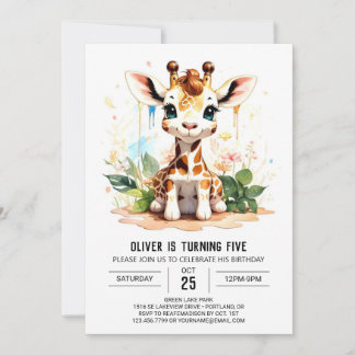 Giraffe Dreams Niedlich Safari Geburtstag Einladung