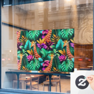 Giraffe Dschungel-Träume Nahtloses Oberflächenmust Fensteraufkleber