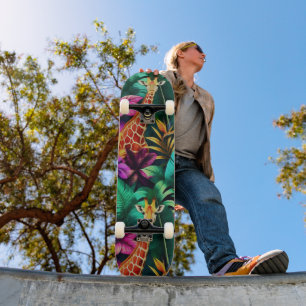 Giraffe Dschungel-Träume Nahtloses Oberflächenmust Skateboard