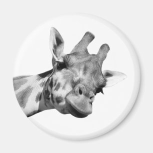 Giraffe Dschungelzoo wild Schwarz-weißes Foto Magnet