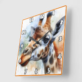 Giraffe durch die afrikanische Savanne Quadratische Wanduhr (Winkel)