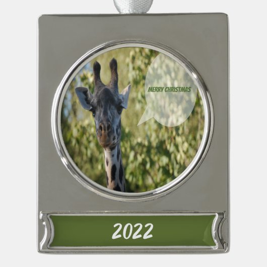 Giraffe-Dusche Banner-Ornament Silber (Vorderseite)