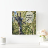 Giraffe-Dusche Quadratische Wanduhr (Zuhause)