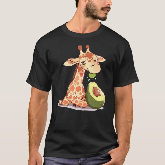 giraffe eating avocado, giraffe for men, giraffe f T-Shirt (Vorderseite)