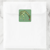 Giraffe Eating Watermelon Quadratischer Aufkleber (Tasche)