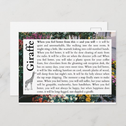 Giraffe - Ein Gedicht über Erholung Postkarte (Vorne/Hinten)