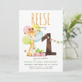 Giraffe Einladung zum ersten Geburtstag (Stehend Vorderseite)