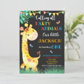 Giraffe Einladung zum Geburtstag Safari (Stehend Vorderseite)