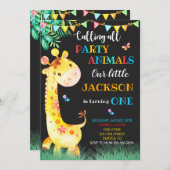 Giraffe Einladung zum Geburtstag Safari (Vorne/Hinten)