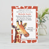 Giraffe Einladungen zum Geburtstag (Stehend Vorderseite)