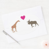 Giraffe Elche Liebe Oval Sticker klein (Umschlag)