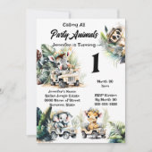 Giraffe Elefantenjungle Safari Wildtiere Zebra Einladung (Vorderseite)