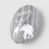 Giraffe & Elephant auf der Grauholz Babyzimmeruhr Runde Wanduhr (Winkel)