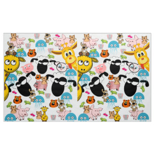 Giraffe Elephant Pig Dog Fabric Stoff