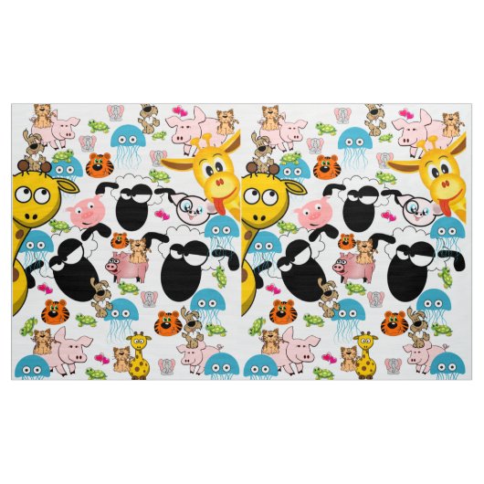 Giraffe Elephant Pig Dog Fabric Stoff (Yard (91,4 cm))