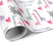 Giraffe Elephant und Herz-Baby-Dusche Geschenkpapier (Rolleneckpunkt)