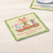 Giraffe Elephant und Zebra Girl Safari Babydusche Rechteckiger Pappuntersetzer (angewinkelt)