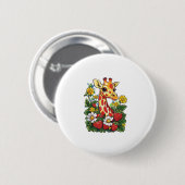 Giraffe Erdbeeren und Blume Grafische Niedliche Gi Button (Vorne & Hinten)