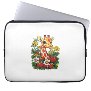 Giraffe Erdbeeren und Blume Grafische Niedliche Gi Laptopschutzhülle