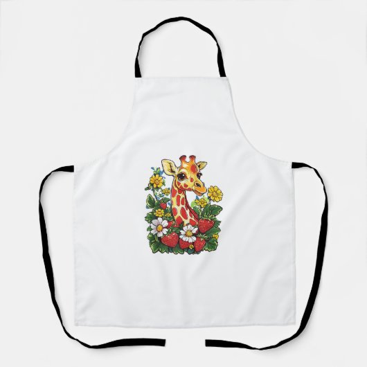 Giraffe Erdbeeren und Blume Grafische Niedliche Gi Schürze (Vorderseite)