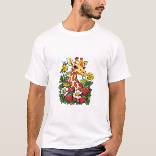Giraffe Erdbeeren und Blume Grafische Niedliche Gi T-Shirt