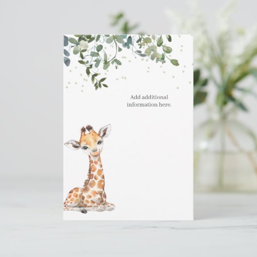 Giraffe Eucalyptus Baby Shower Begleitkarte (Stehend Vorderseite)