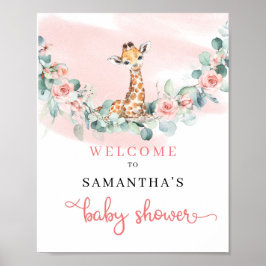 Giraffe Eucalyptus girl Baby Dusche Begrüßungszeic Poster