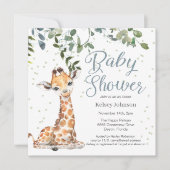 Giraffe Eucalyptus Greenery Baby Shower Einladung (Vorderseite)