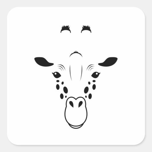 Giraffe Face Silhouette Quadratischer Aufkleber (Vorderseite)