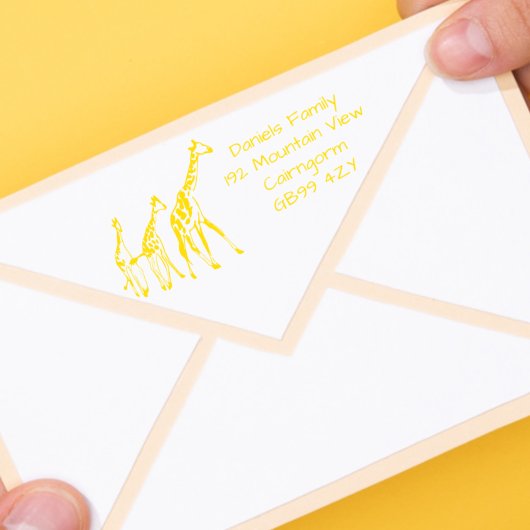 Giraffe Familienadresse Selbstfarbige Briefmarke Permastempel