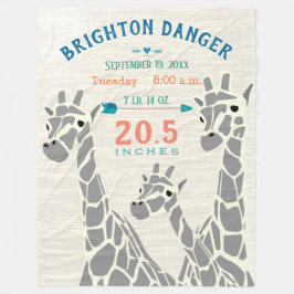 Giraffe Family Baby Boy Stats Geburtstagsaufzeichn Fleecedecke