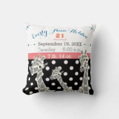 Giraffe Family Baby Girl Geburtstagsaufzeichnungen Kissen (Vorderseite)