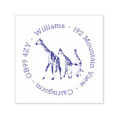 Giraffe Family Home Address Self-inking Stamp Permastempel (Design)