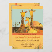 Giraffe Family Kindergeburtstag Party Einladung (Vorne/Hinten)