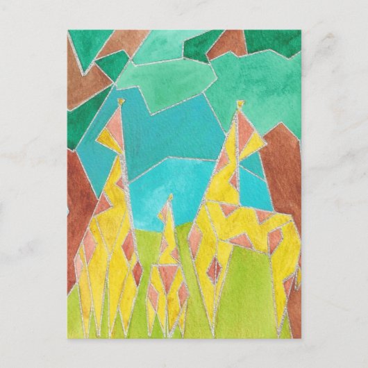 Giraffe Family Original Abstract Art Postkarte (Vorderseite)