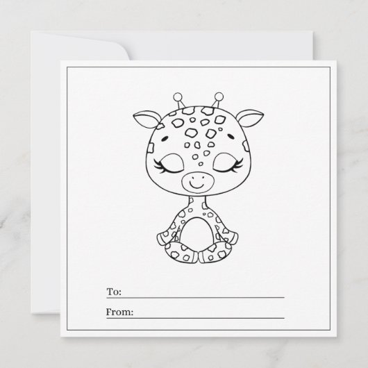 Giraffe Farbseite Girl Card Valentinstag (Rückseite)