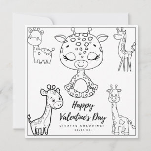 Giraffe Farbseite Girl Card Valentinstag