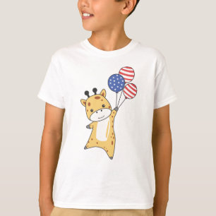 Giraffe Flies Balloons Usa Oove Niedlicher Tiere Z T-Shirt
